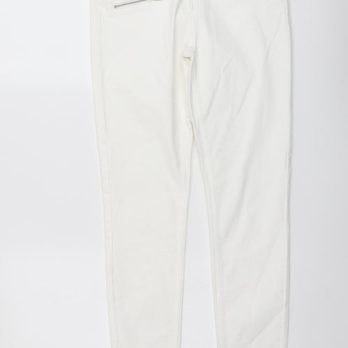Mint Velvet Womens Ivory Cotton Straight Jeans Size 10 L29 in Regular Button