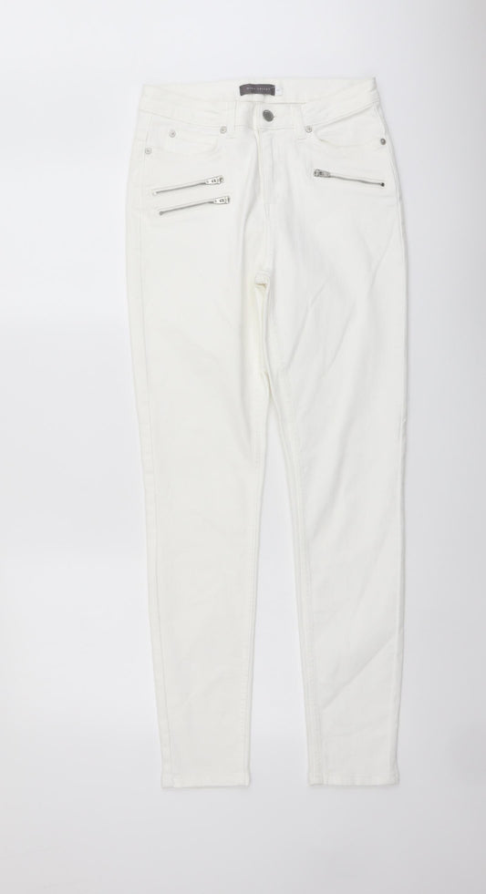 Mint Velvet Womens Ivory Cotton Straight Jeans Size 10 L29 in Regular Button