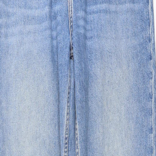 Denim & Co. Womens Blue Cotton Straight Jeans Size 12 L32 in Regular Button