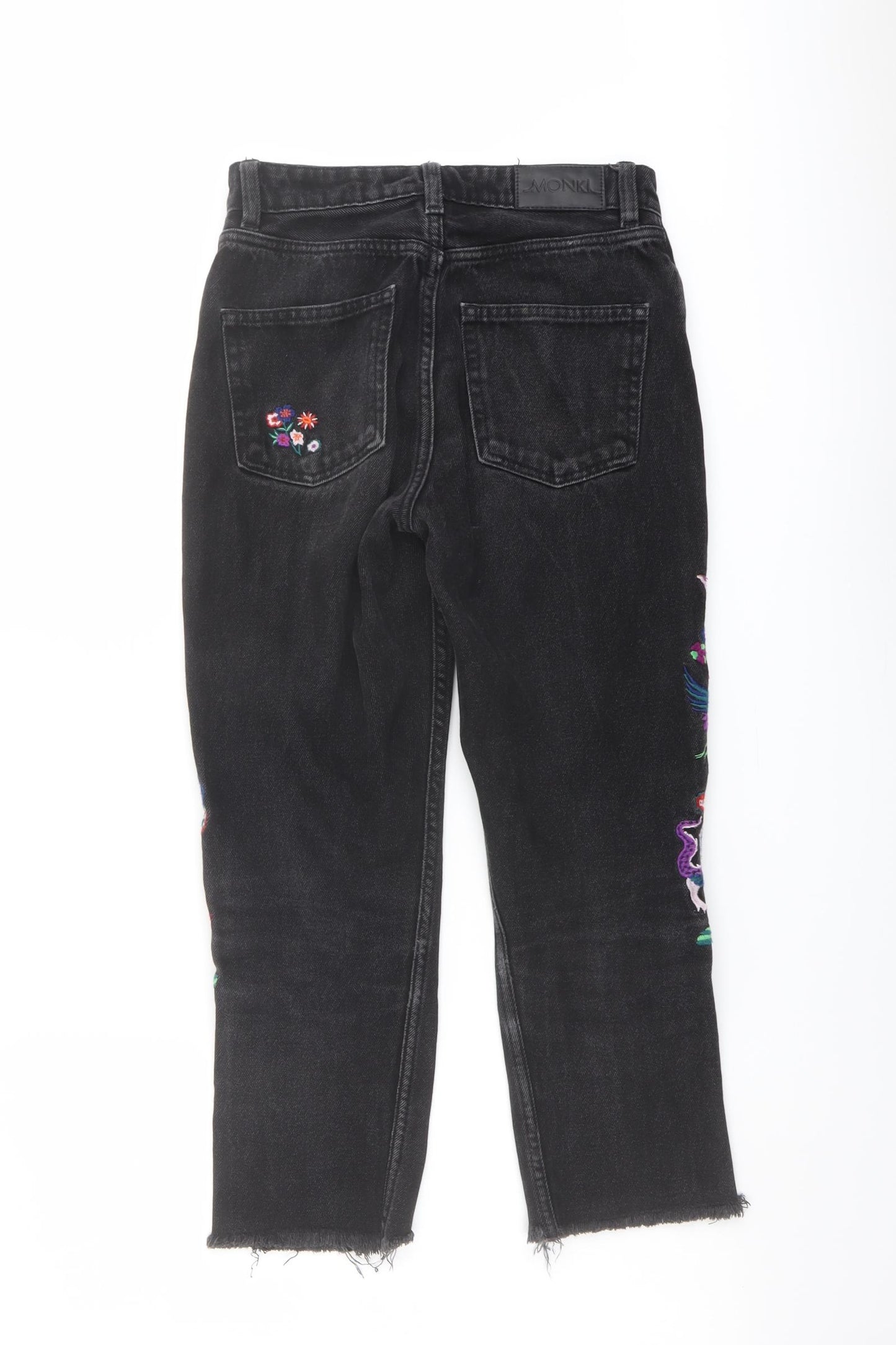 Monki Womens Black Cotton Straight Jeans Size 25 in L22 in Regular Button