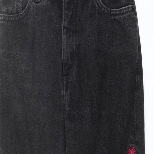 Monki Womens Black Cotton Straight Jeans Size 25 in L22 in Regular Button