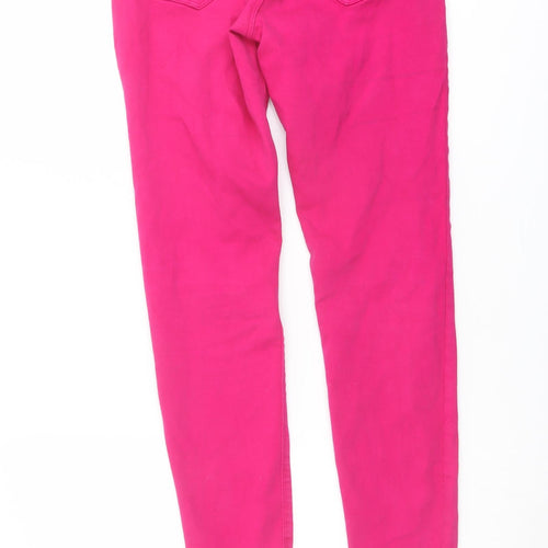 Zara Womens Pink Cotton Straight Jeans Size 10 L26 in Regular Button