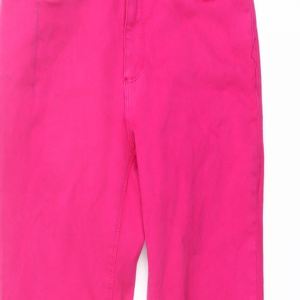 Zara Womens Pink Cotton Straight Jeans Size 10 L26 in Regular Button