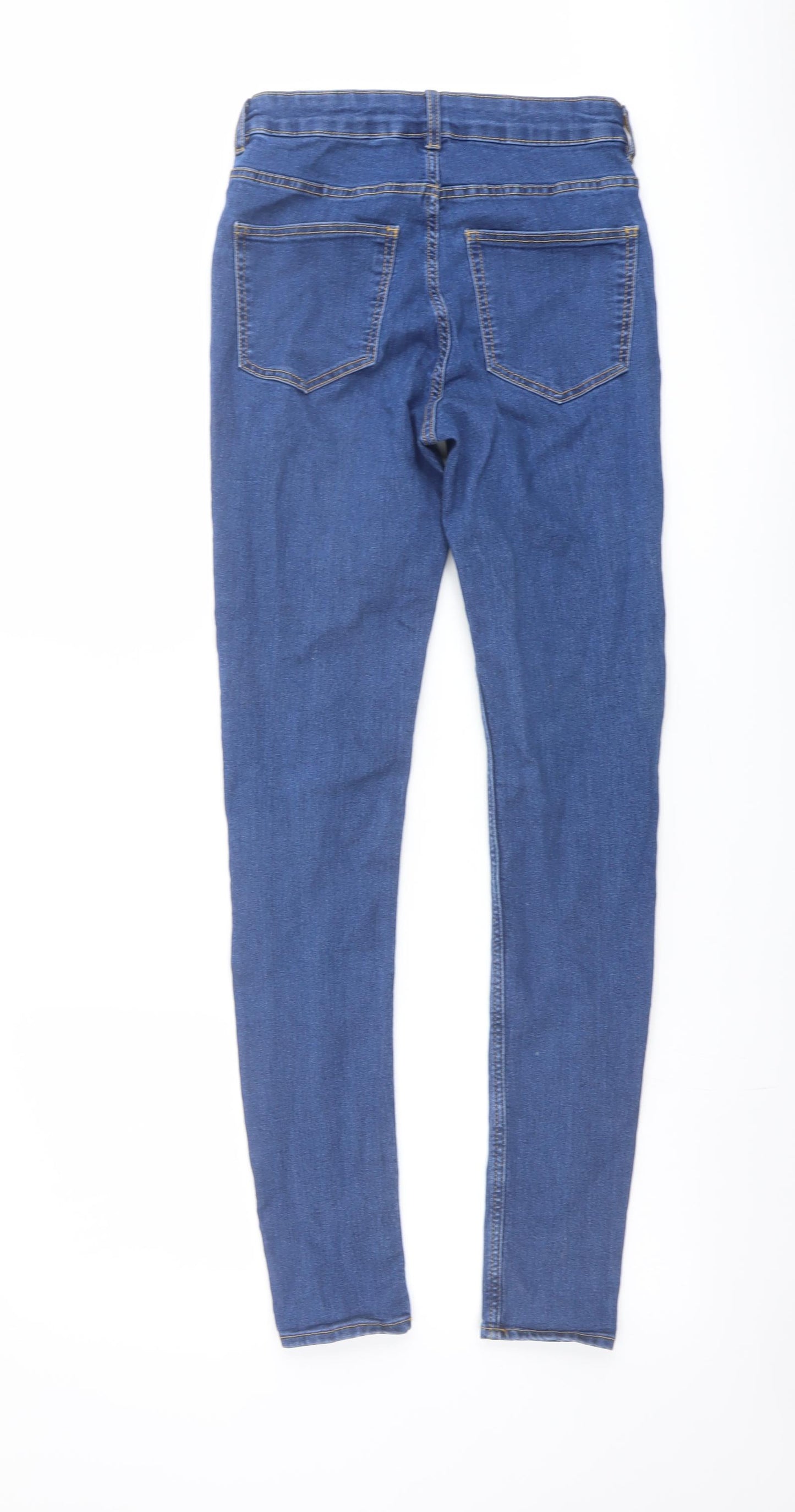 H&M Womens Blue Cotton Skinny Jeans Size 8 L29 in Regular Button