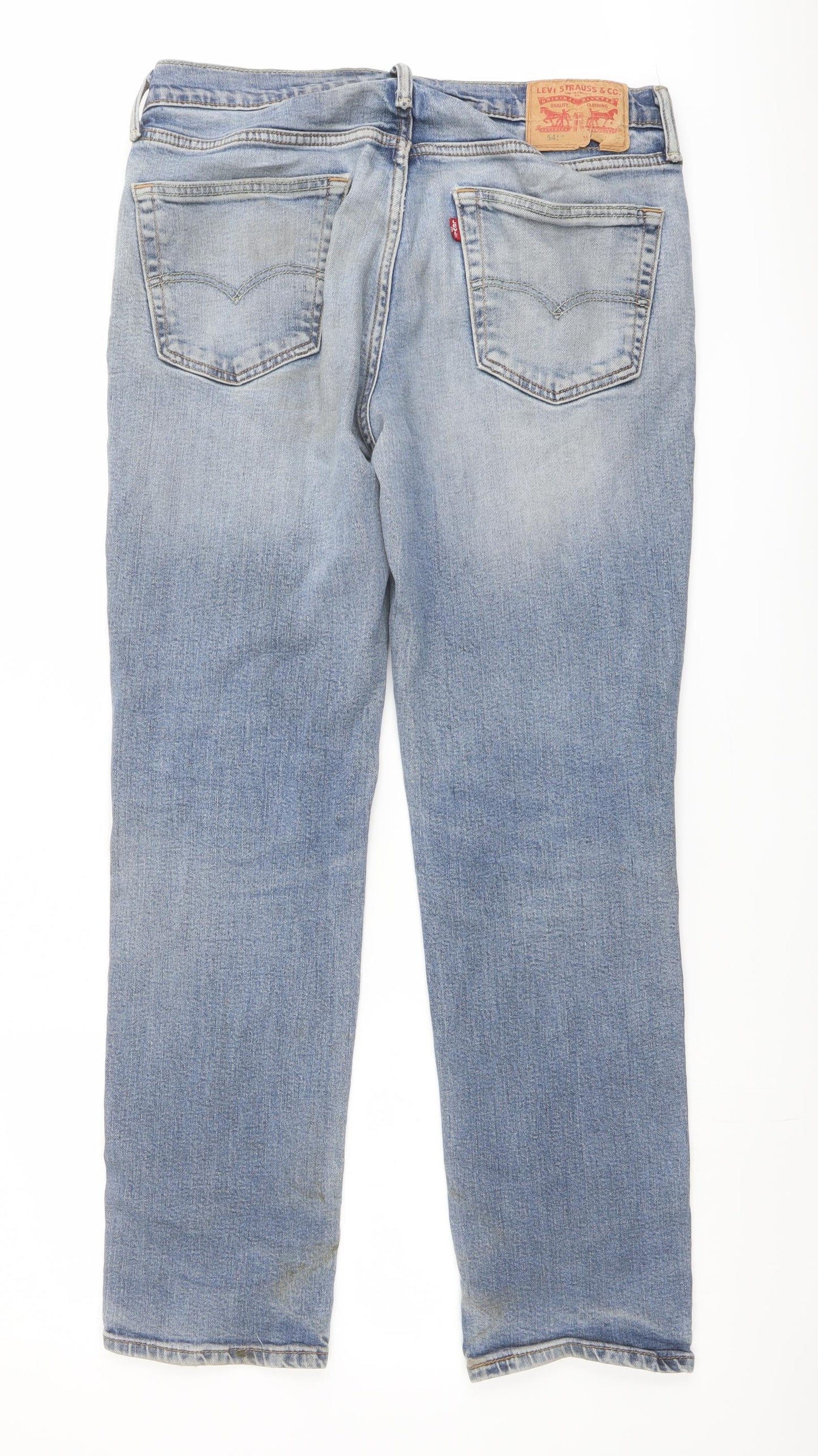 Levi's Mens Blue Cotton Straight Jeans Size 32 in L29 in Regular Button