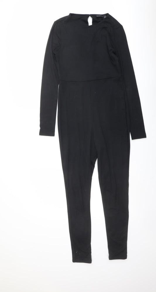 ASOS Womens Black Polyester Jumpsuit One-Piece Size 12 Button