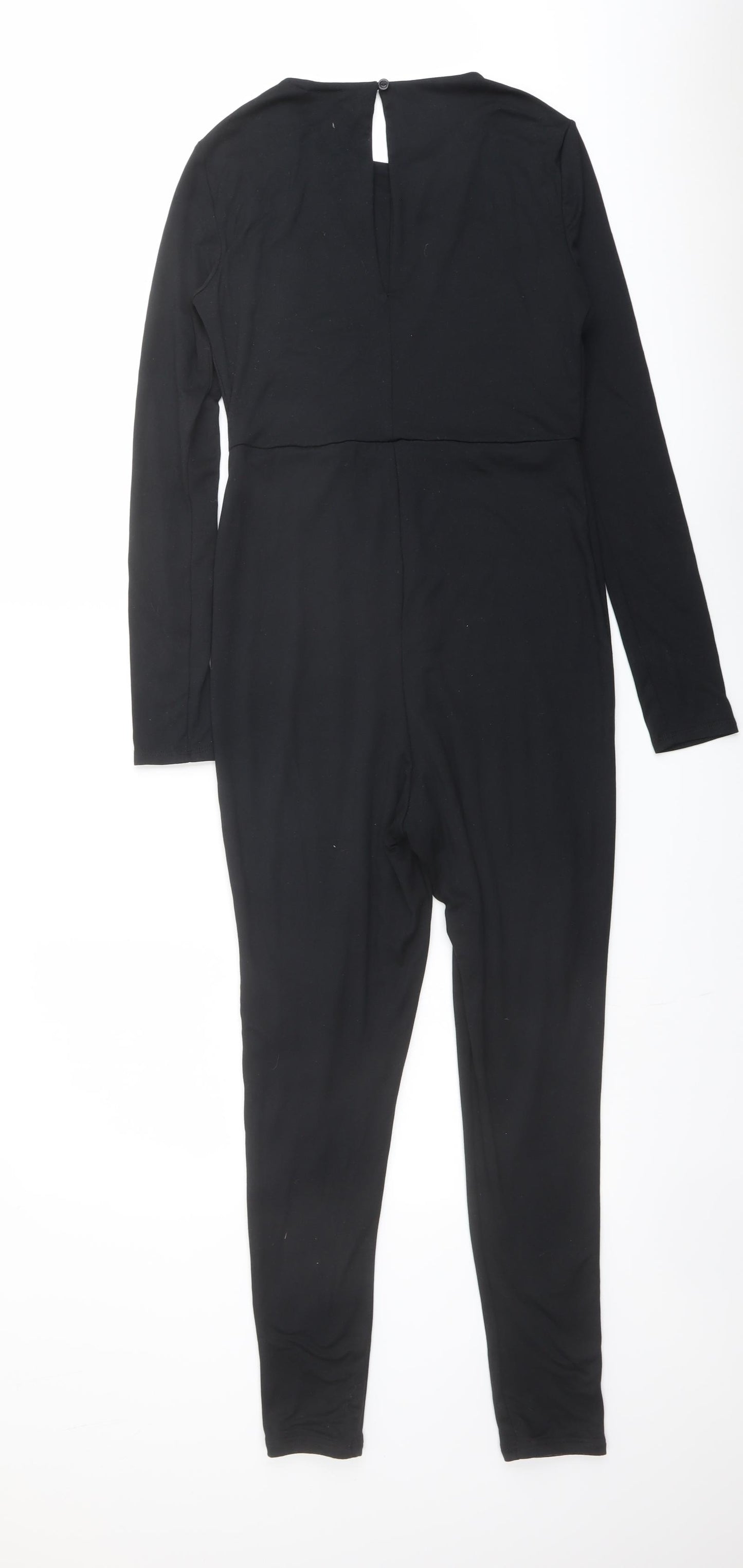 ASOS Womens Black Polyester Jumpsuit One-Piece Size 12 Button