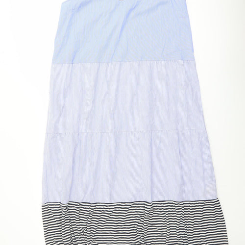 Humilitu Womens Blue Striped Viscose A-Line Size 12 Scoop Neck Pullover