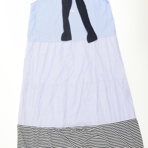 Humilitu Womens Blue Striped Viscose A-Line Size 12 Scoop Neck Pullover