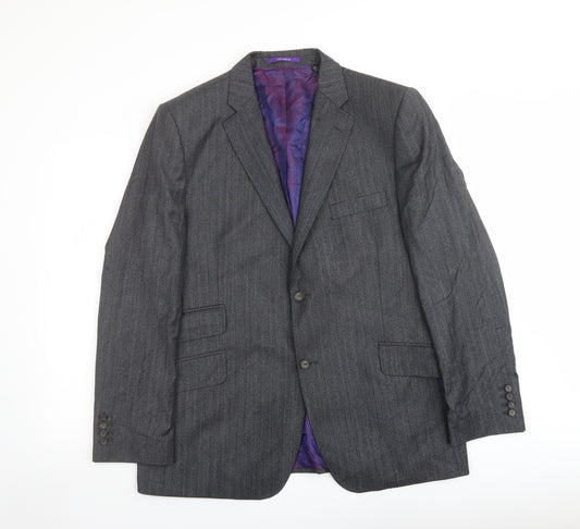 Ted Baker Mens Grey Striped Wool Jacket Suit Jacket Size 42 Regular