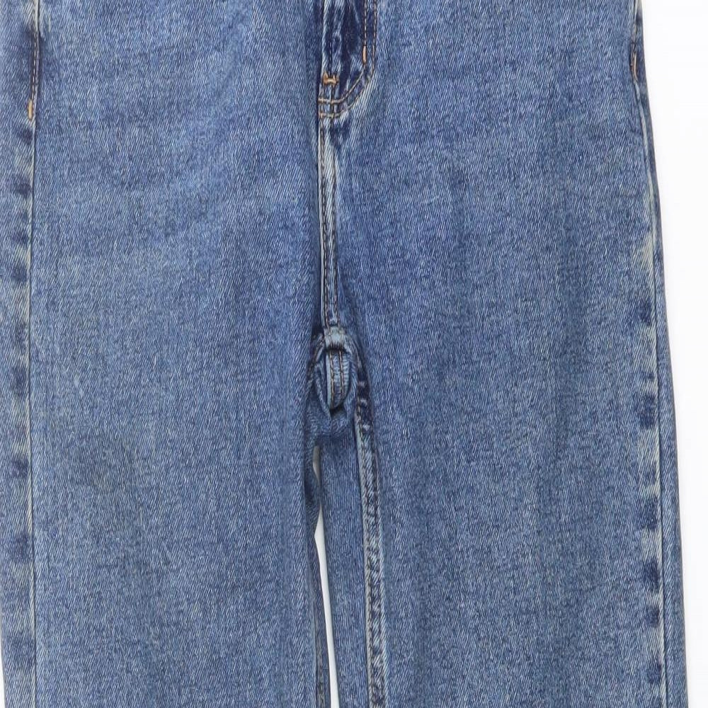 Denim & Co. Womens Blue Cotton Straight Jeans Size 8 L25 in Regular Button