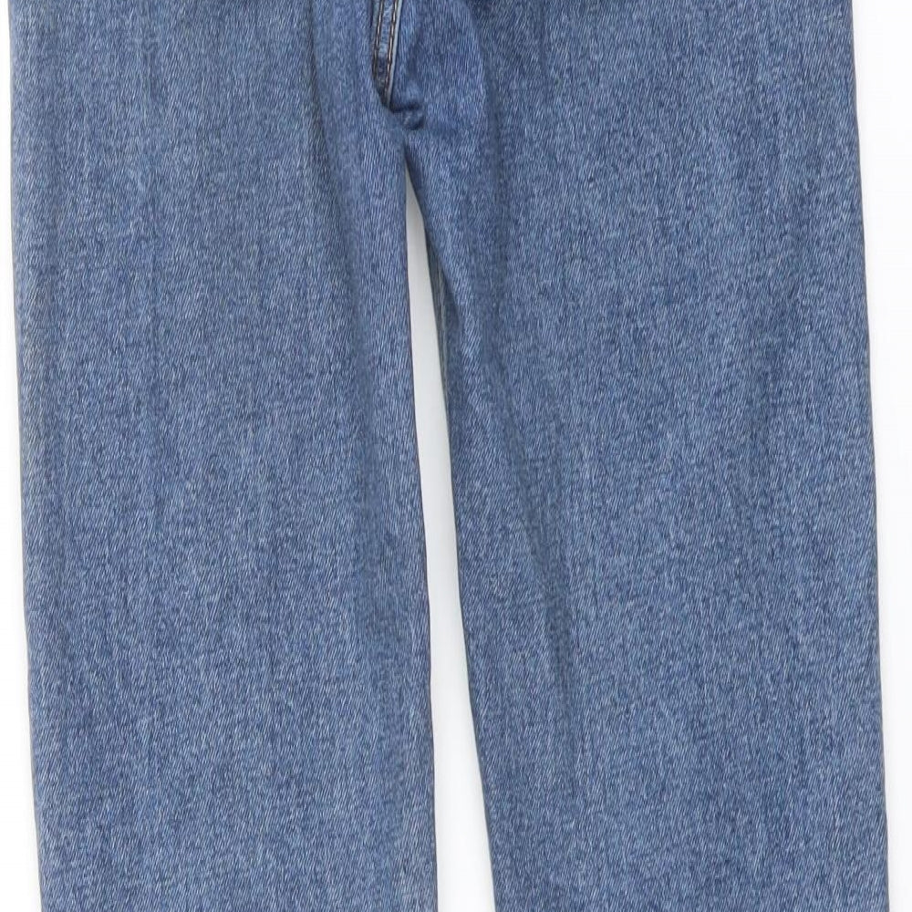 Denim & Co. Womens Blue Cotton Straight Jeans Size 8 L25 in Regular Button