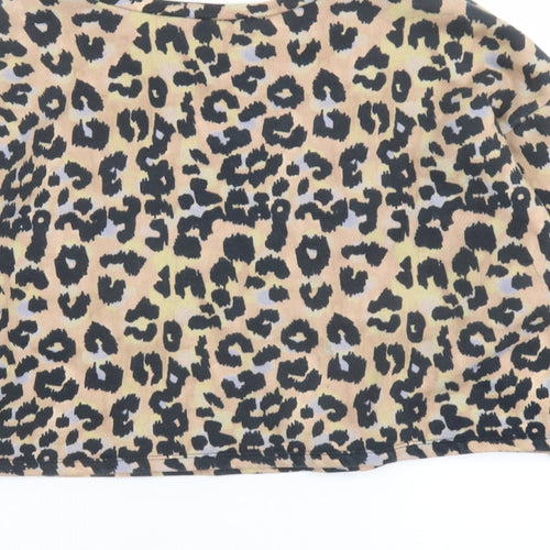 Zara Womens Beige Animal Print Cotton Pullover Sweatshirt Size M Pullover - Leopard Print