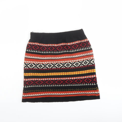 Apricot Womens Multicoloured Fair Isle Acrylic A-Line Skirt Size S