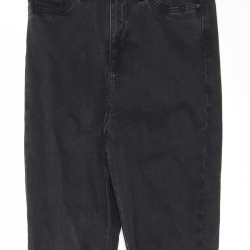 River Island Womens Black Cotton Straight Jeans Size 10 L26.5 in Regular Zip