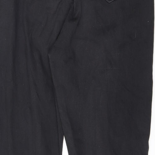 Marks and Spencer Womens Black Cotton Straight Jeans Size 16 L28 in Regular Zip