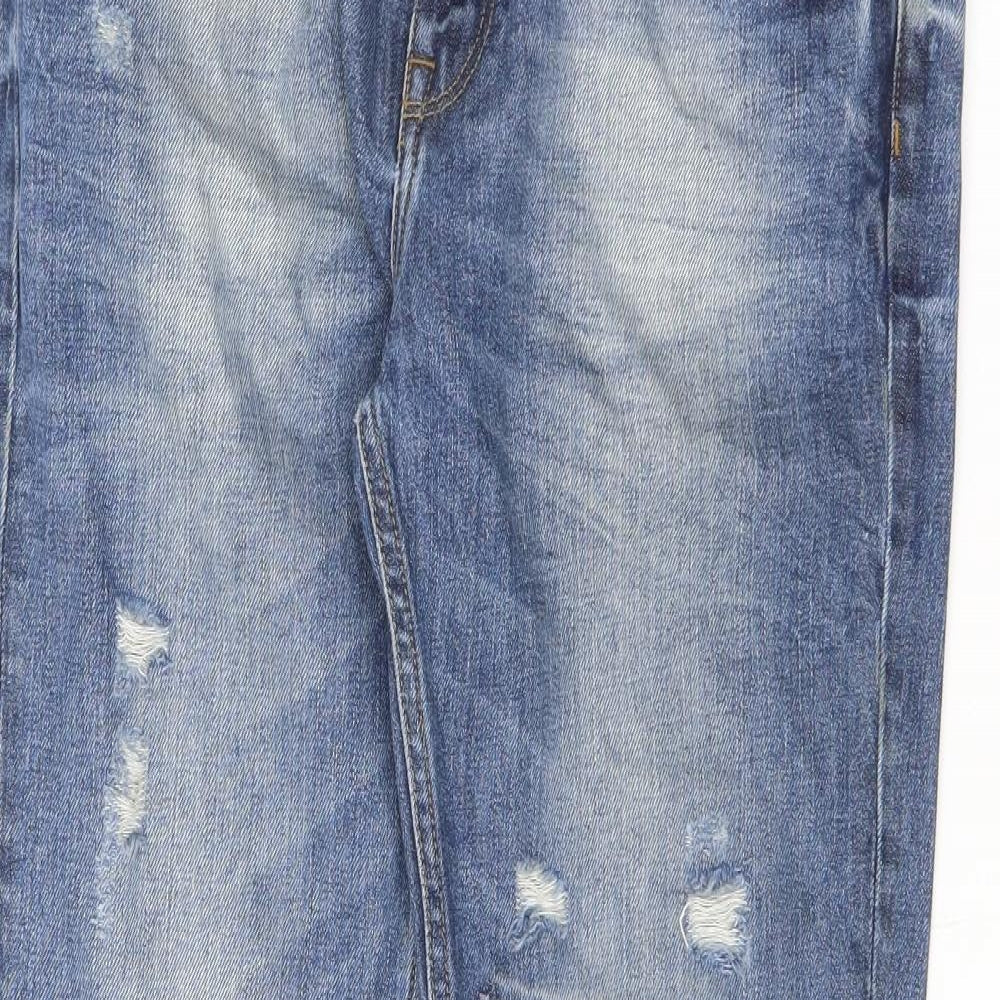 River Island Mens Blue Cotton Straight Jeans Size 32 in L32 in Regular Zip
