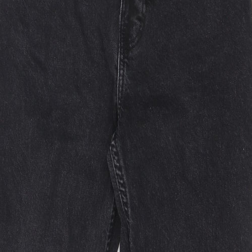 Bershka Womens Black Cotton Straight Jeans Size 8 L26.5 in Regular Zip