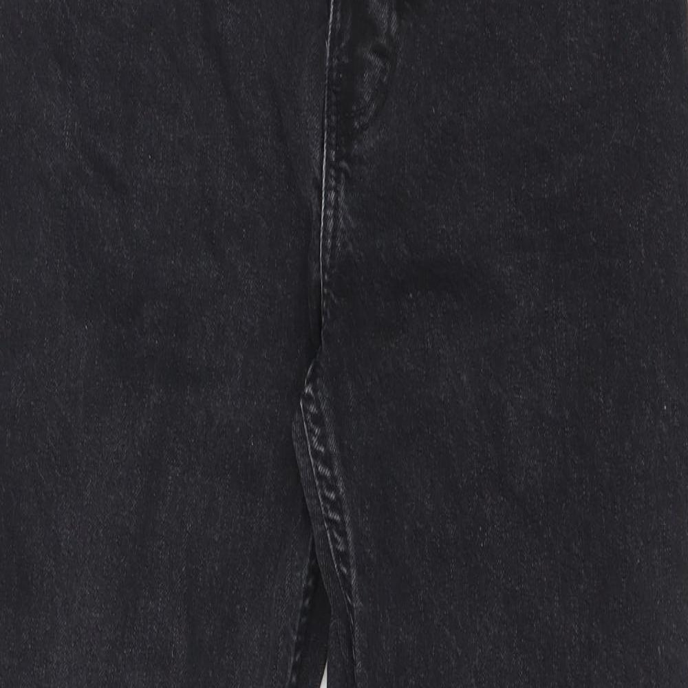 Bershka Womens Black Cotton Straight Jeans Size 8 L26.5 in Regular Zip