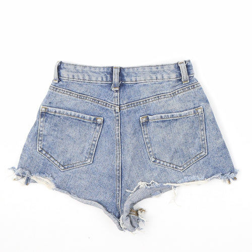 Denim & Co. Womens Blue Cotton Boyfriend Shorts Size 8 Regular Zip - Raw Hems
