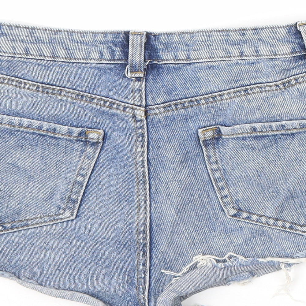 Denim & Co. Womens Blue Cotton Boyfriend Shorts Size 8 Regular Zip - Raw Hems
