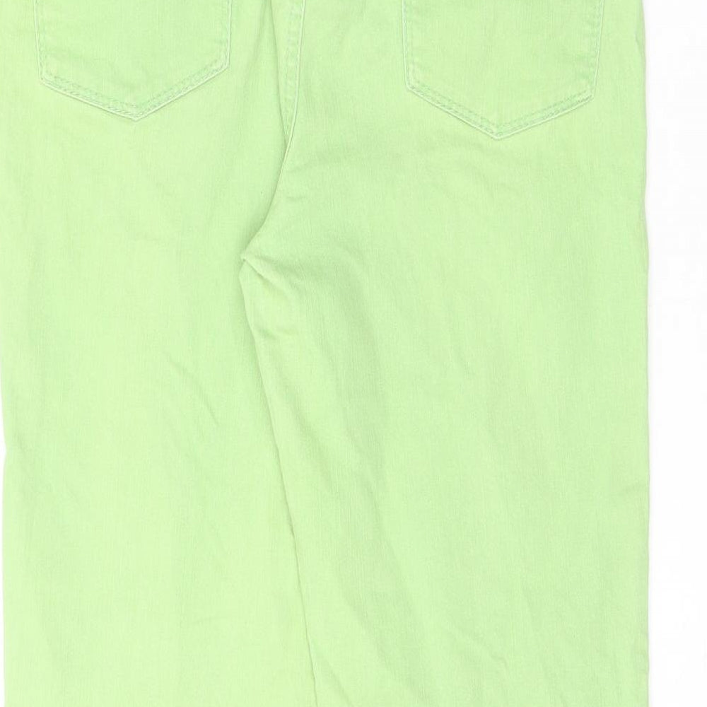 Marks and Spencer Womens Green Cotton Straight Jeans Size 12 L21.5 in Regular Zip
