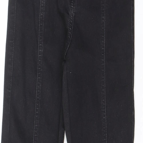 Topshop Womens Black Cotton Blend Straight Jeans Size 26 in L30 in Regular Zip