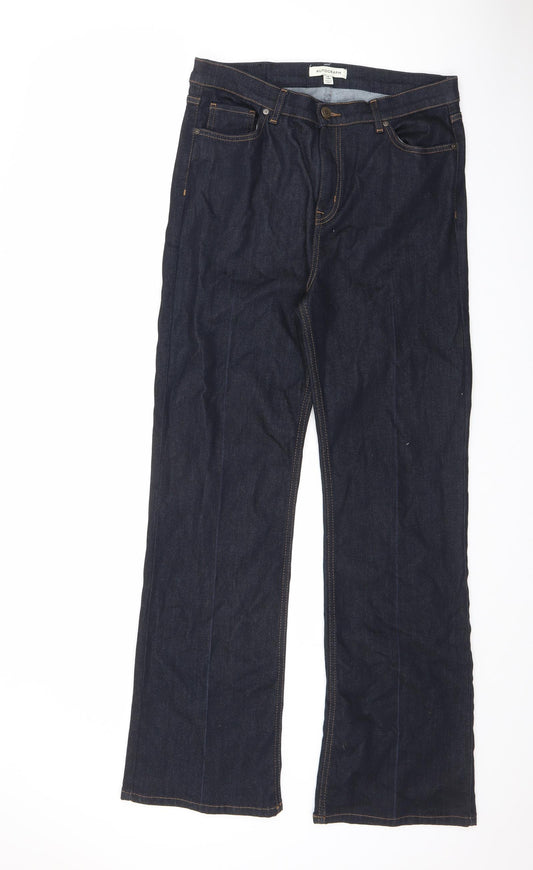 Autograph Womens Blue Cotton Straight Jeans Size 14 L32 in Regular Zip