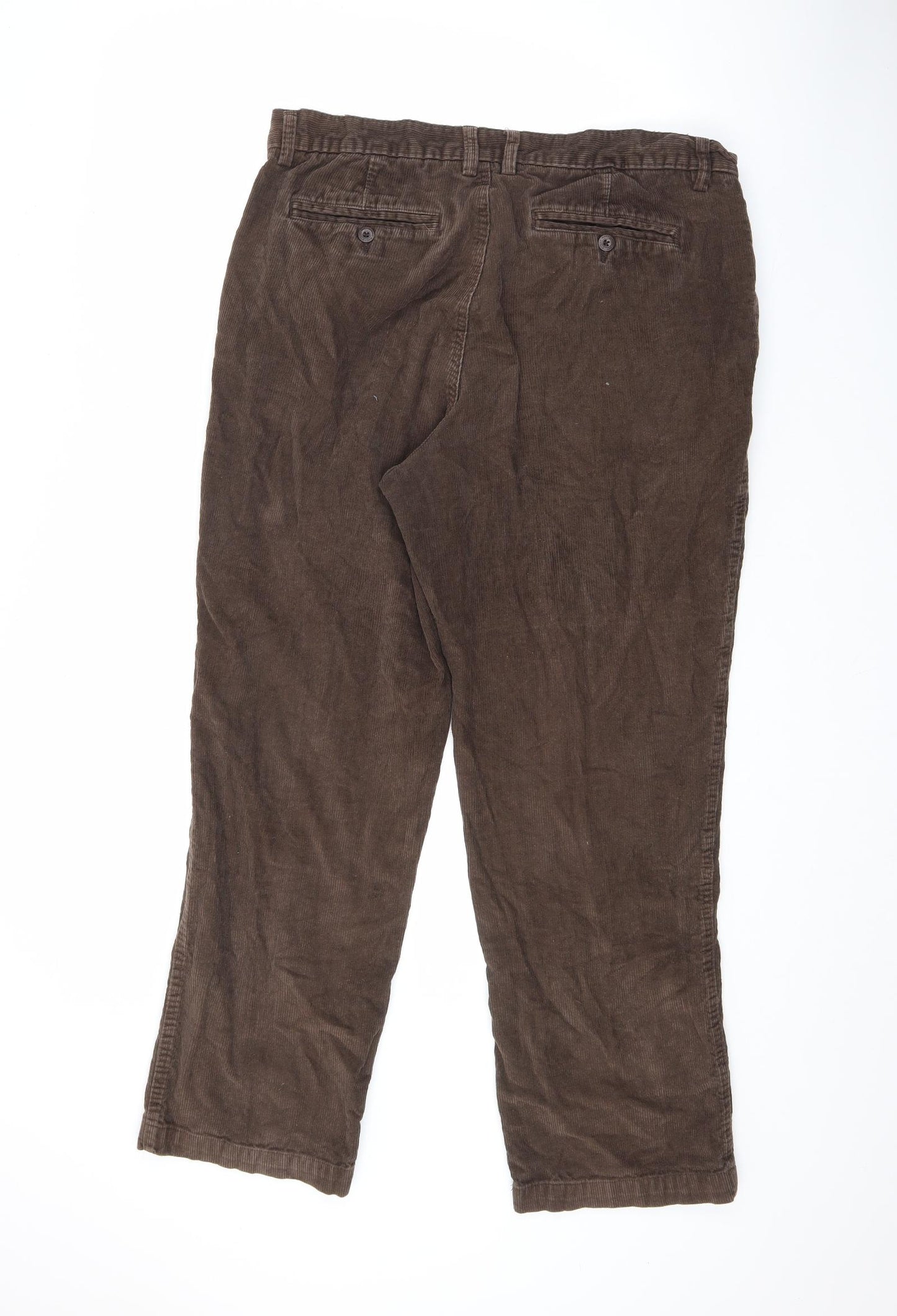 Stone Bay Mens Brown Cotton Trousers Size 38 in L30 in Regular Zip