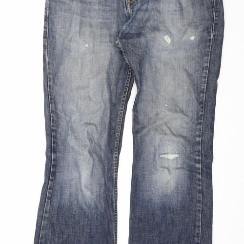 Burton Menswear Mens Blue Cotton Straight Jeans Size 30 in L32 in Regular Zip