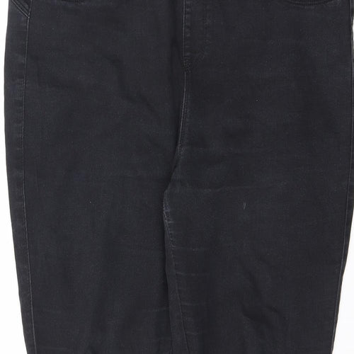 Denim & Co. Womens Black Cotton Straight Jeans Size 16 L26 in Regular Zip