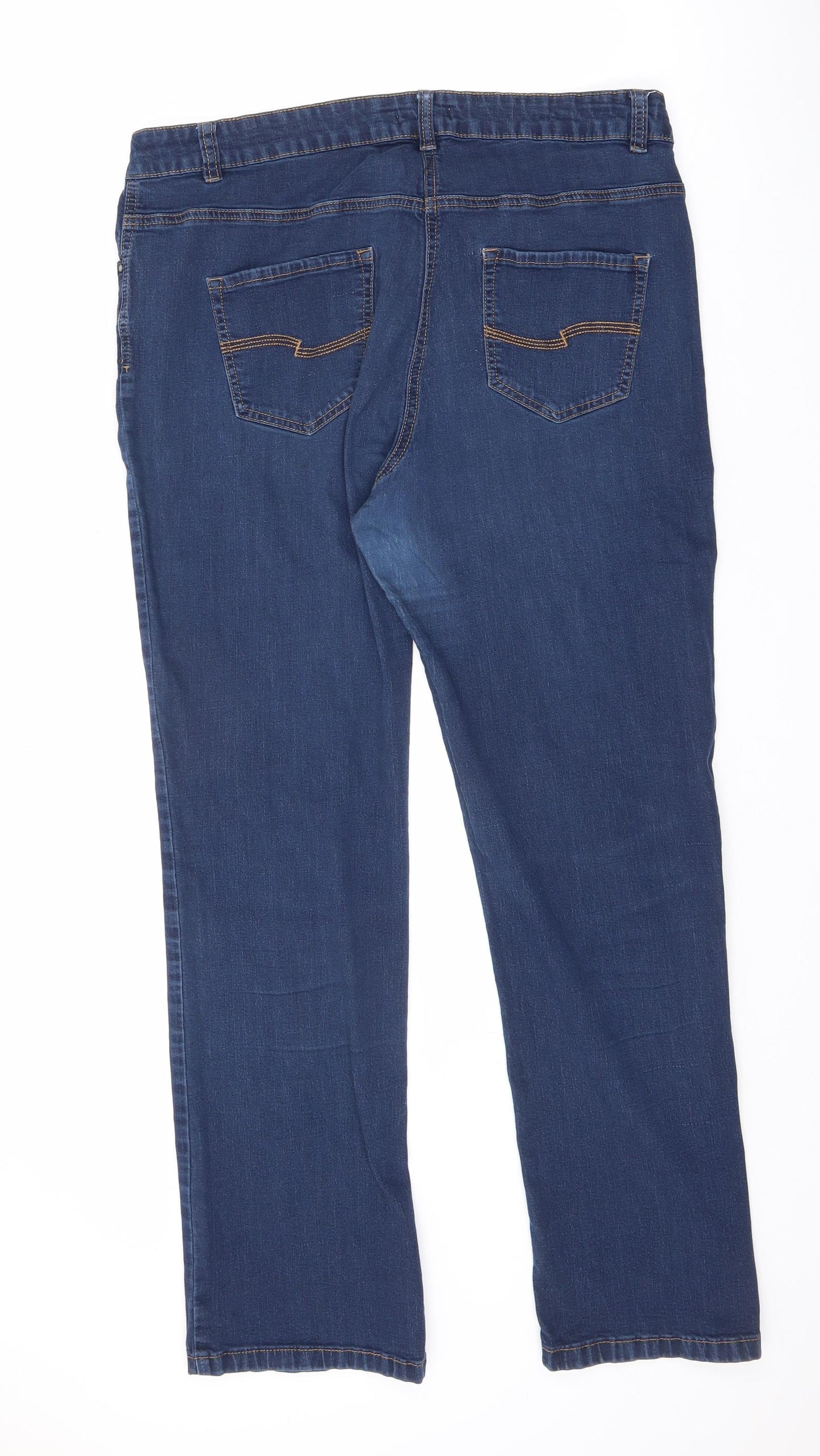 TU Womens Blue Cotton Straight Jeans Size 16 L28 in Regular Zip