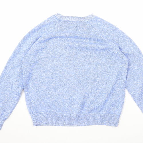 Marks and Spencer Womens Blue Round Neck Cotton Pullover Jumper Size M