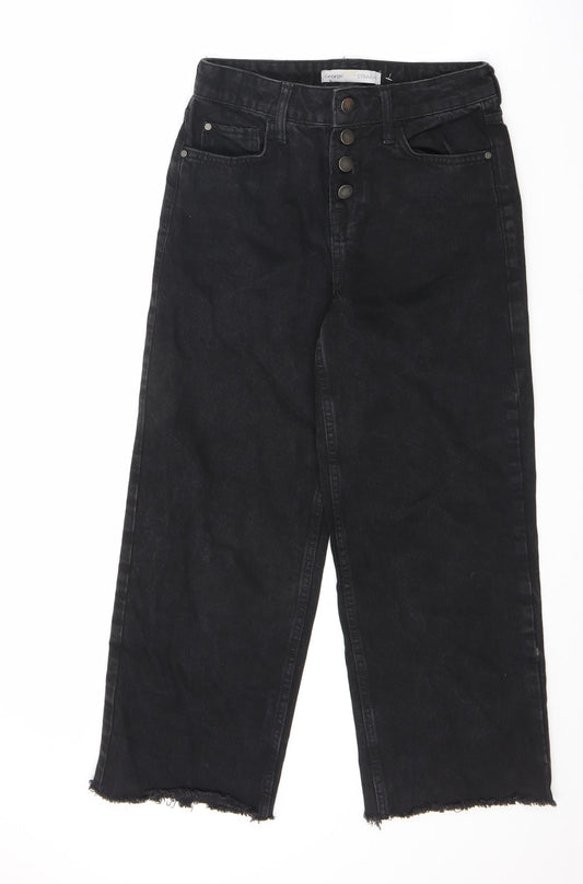 George Womens Black Cotton Straight Jeans Size 8 L24 in Regular Button