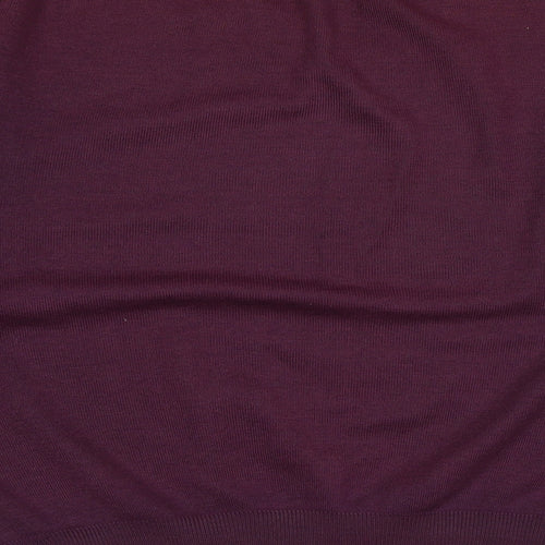 Gabicci Mens Purple V-Neck Check Wool Pullover Jumper Size 2XL Long Sleeve