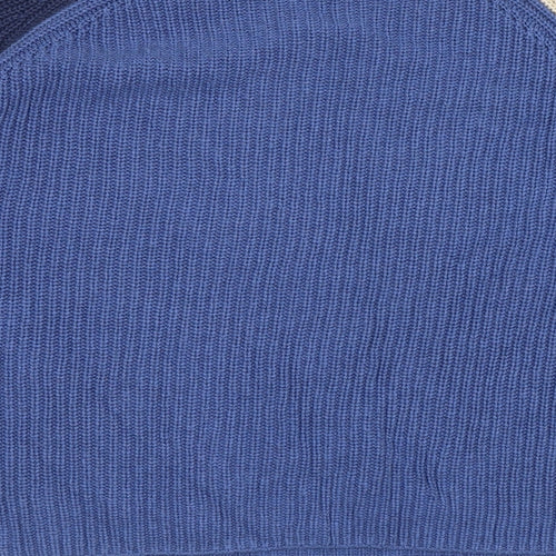 White Stuff Womens Blue Round Neck Cotton Pullover Jumper Size 14 - Colourblock