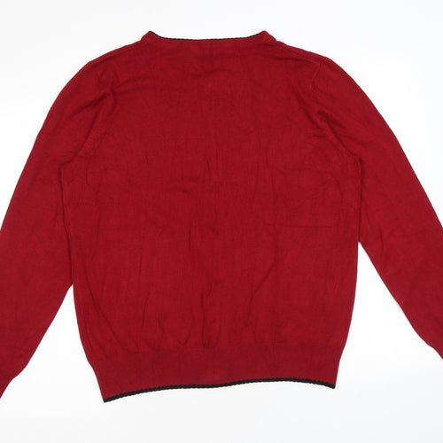 Classic Womens Red Round Neck Viscose Cardigan Jumper Size 20