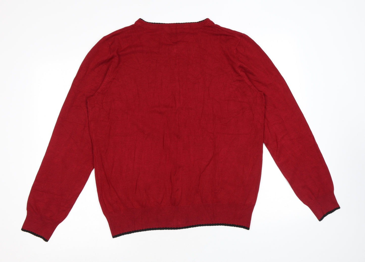 Classic Womens Red Round Neck Viscose Cardigan Jumper Size 20