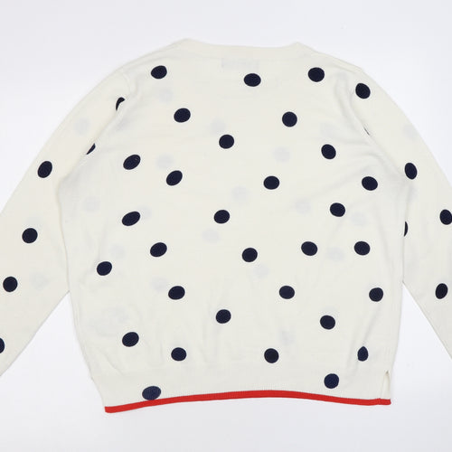 Marks and Spencer Womens Ivory Round Neck Polka Dot Acrylic Pullover Jumper Size 16