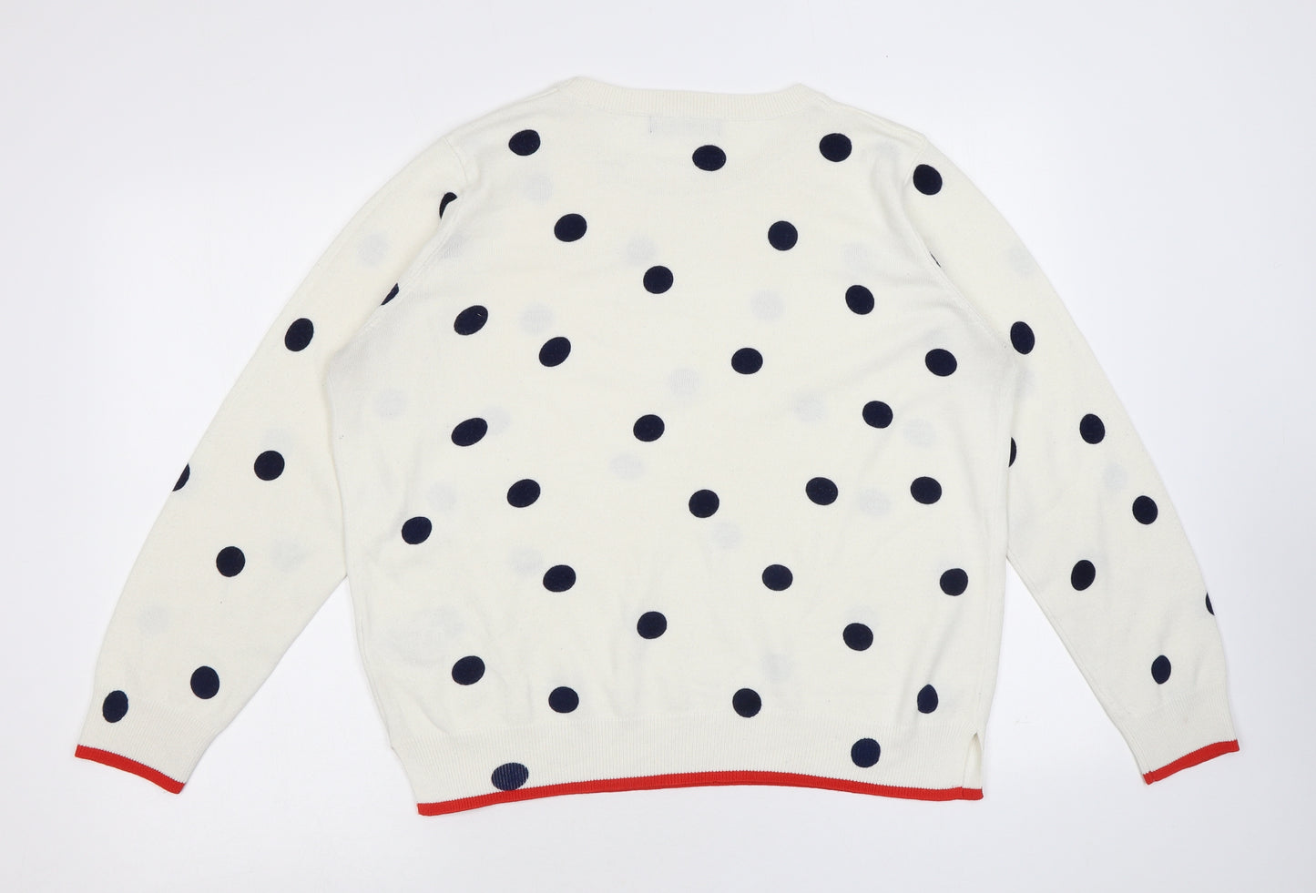 Marks and Spencer Womens Ivory Round Neck Polka Dot Acrylic Pullover Jumper Size 16