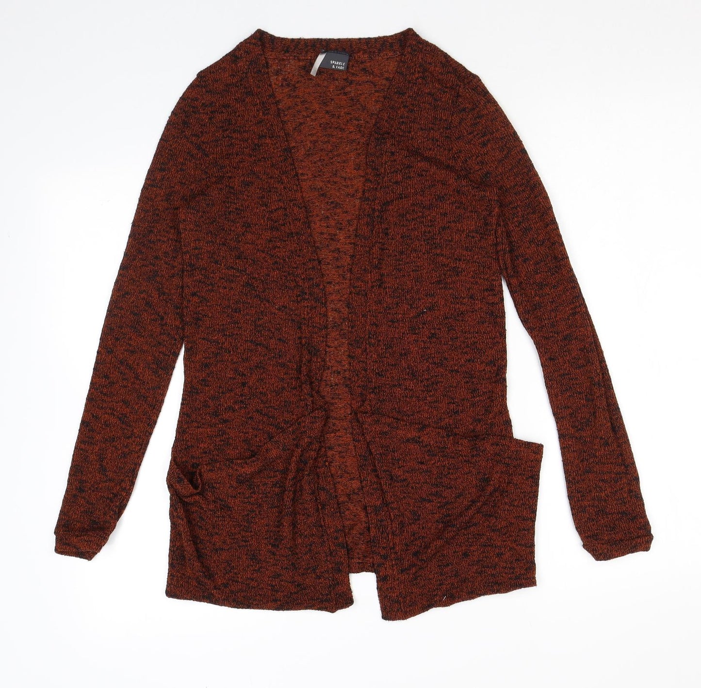 Sparkle & Fade Womens Brown V-Neck Polyester Cardigan Jumper Size XS