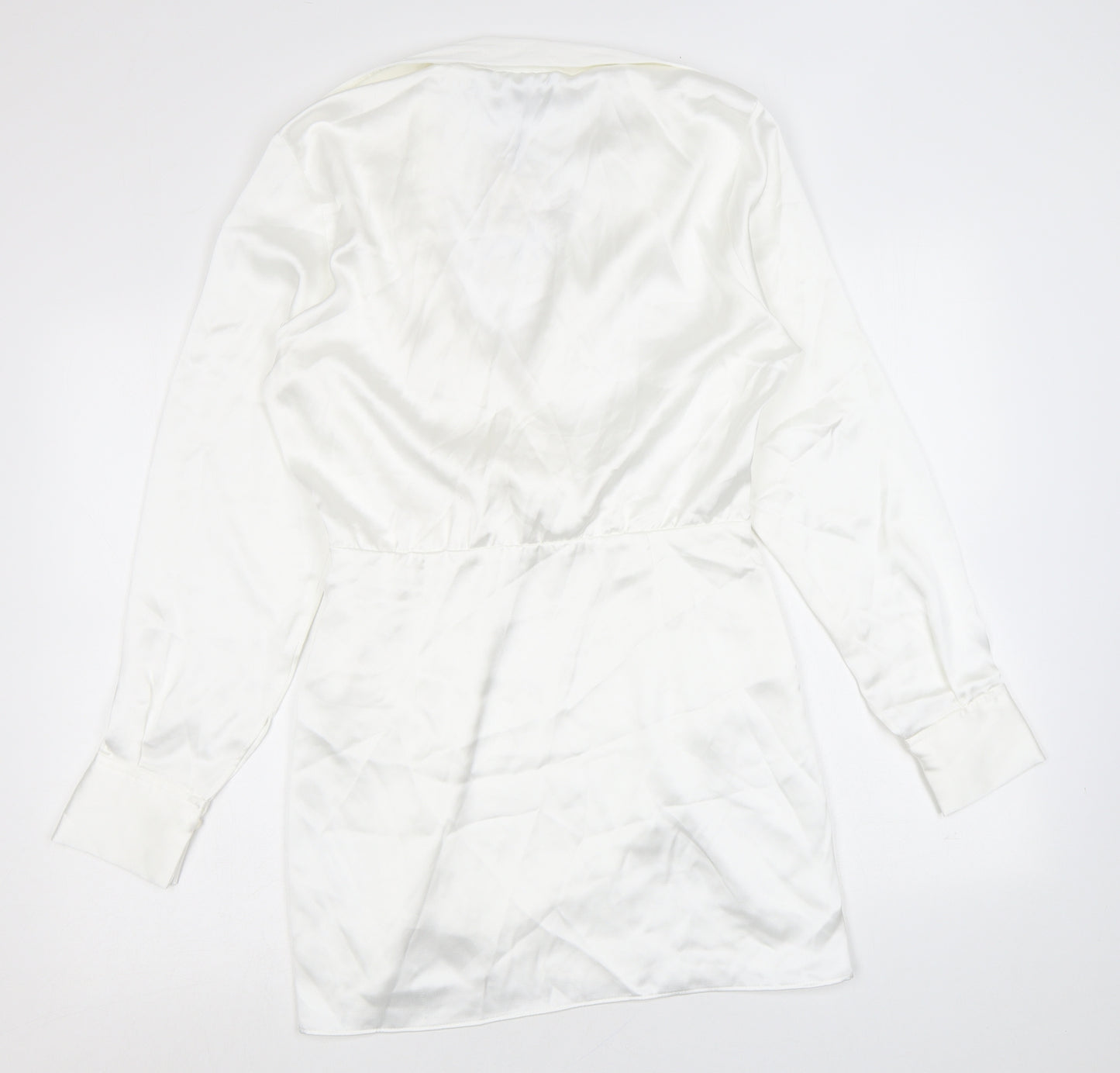Zara Womens White Polyester A-Line Size S Collared Zip