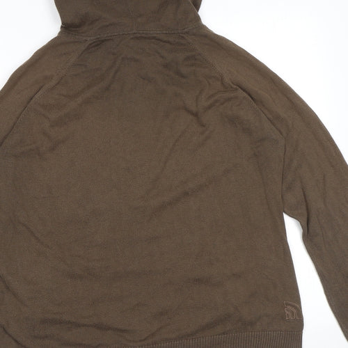 The North Face Womens Brown Crew Neck Cotton Full Zip Jumper Size XL - Embroidered Logo