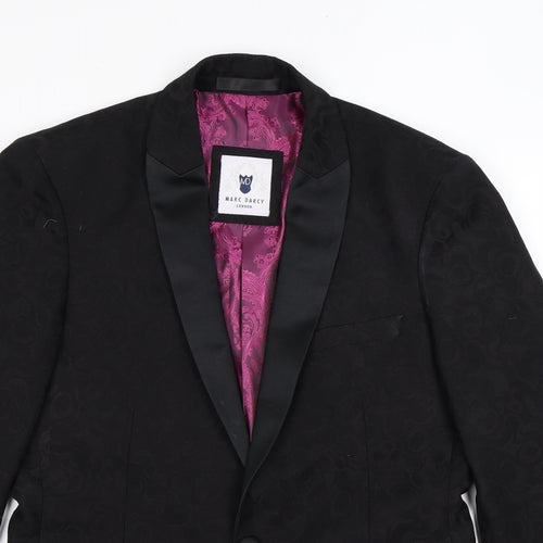 Marc Darcy Mens Black Geometric Polyester Tuxedo Suit Jacket Size 36 Regular