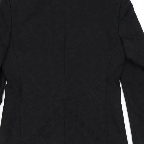 Marc Darcy Mens Black Geometric Polyester Tuxedo Suit Jacket Size 36 Regular