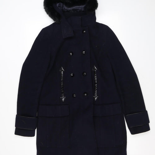 Dorothy Perkins Womens Blue Pea Coat Coat Size 12 Button