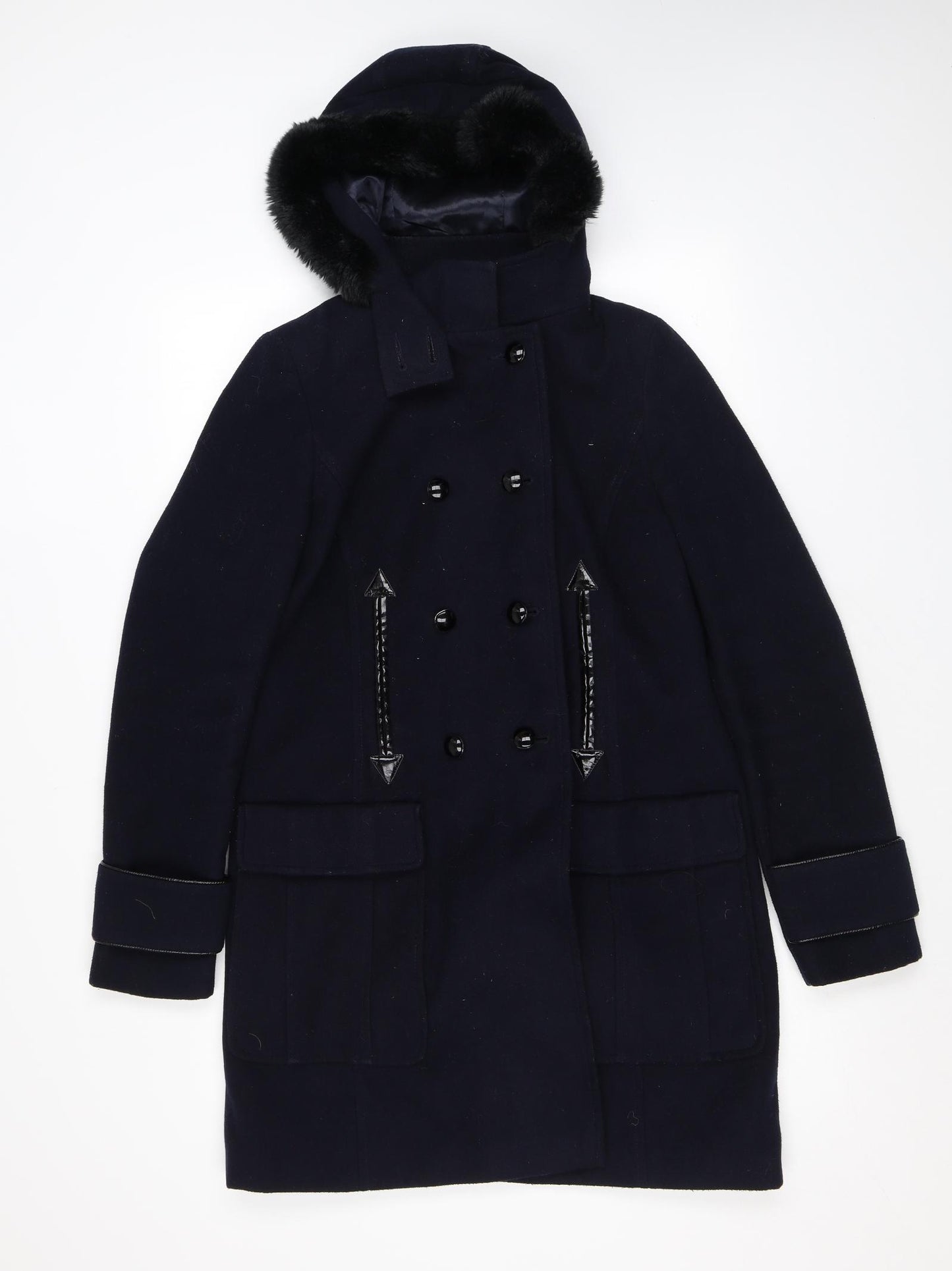 Dorothy Perkins Womens Blue Pea Coat Coat Size 12 Button