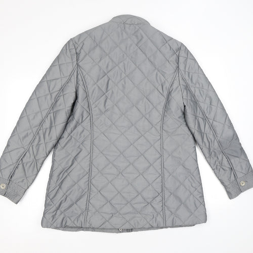 DASH Womens Grey Quilted Coat Size 14 Zip