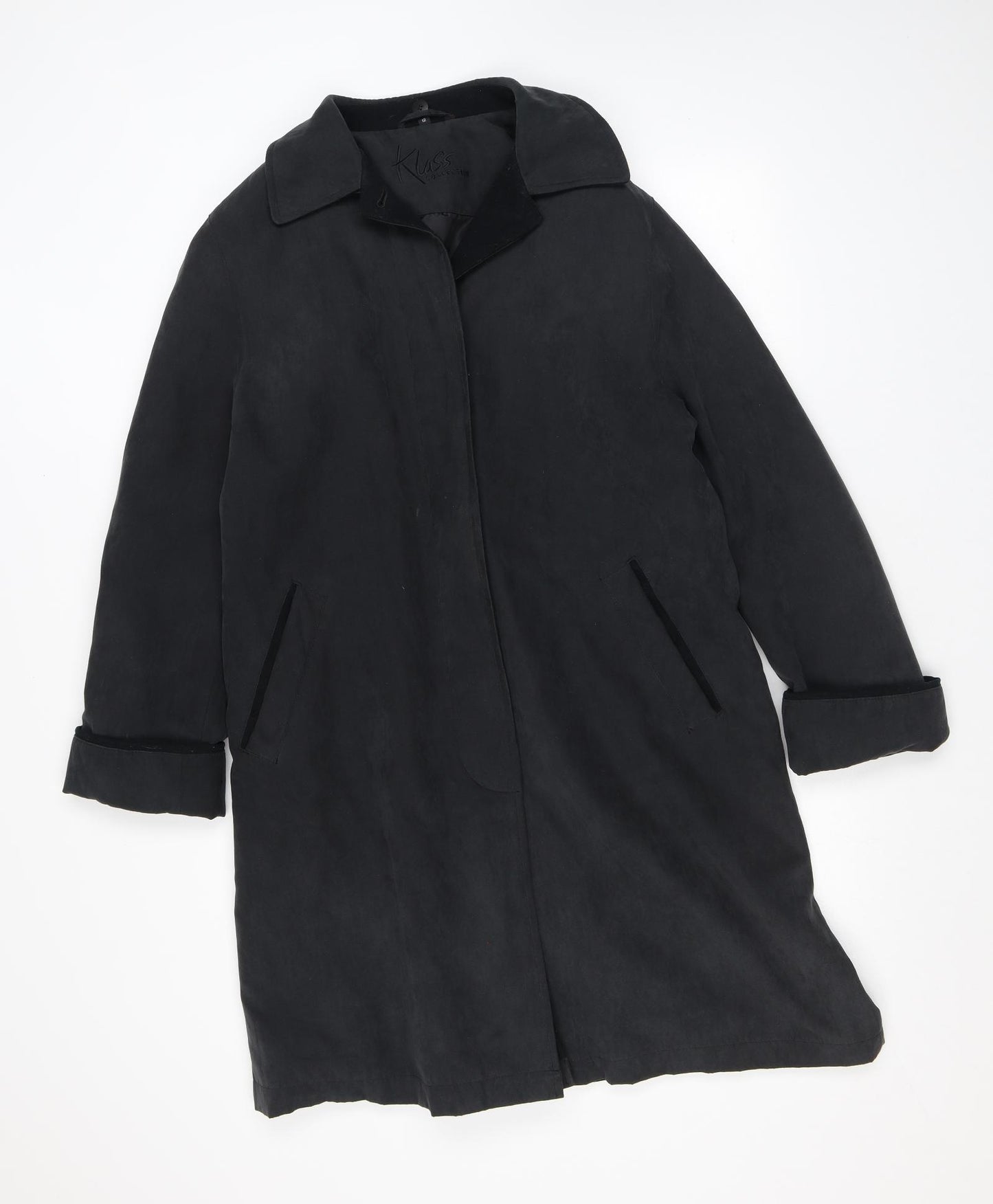 Klass Womens Black Pea Coat Coat Size 12 Button