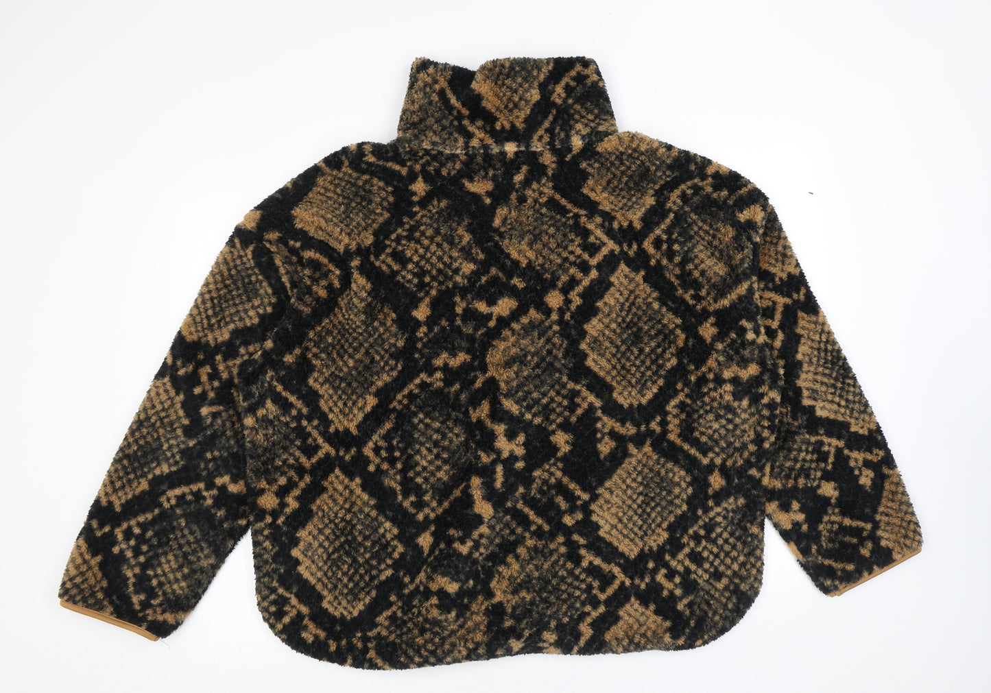 Monki Womens Brown Animal Print Polyester Pullover Sweatshirt Size XL Zip - Snake Print